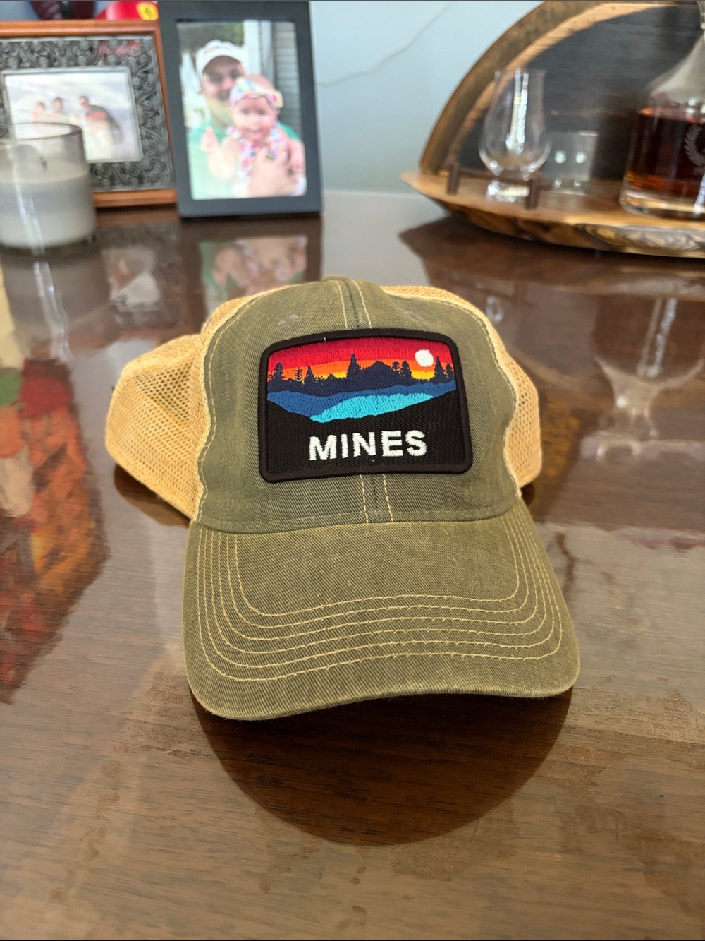 Colorado School of Mines Olive Green and Tan 'Mines' Patch Hat